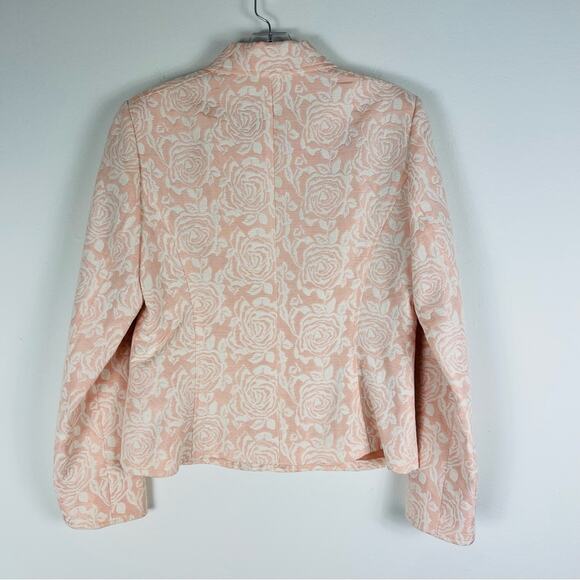 Liz Claiborne peach pink white floral rose tapestry office blazer jacket 8 - Picture 7 of 7